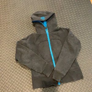Lululemon Scuba Hoodie -Size 8- grey and teal/aqua